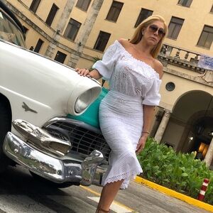 SALONI White Eyelet Off-Shoulder Dress